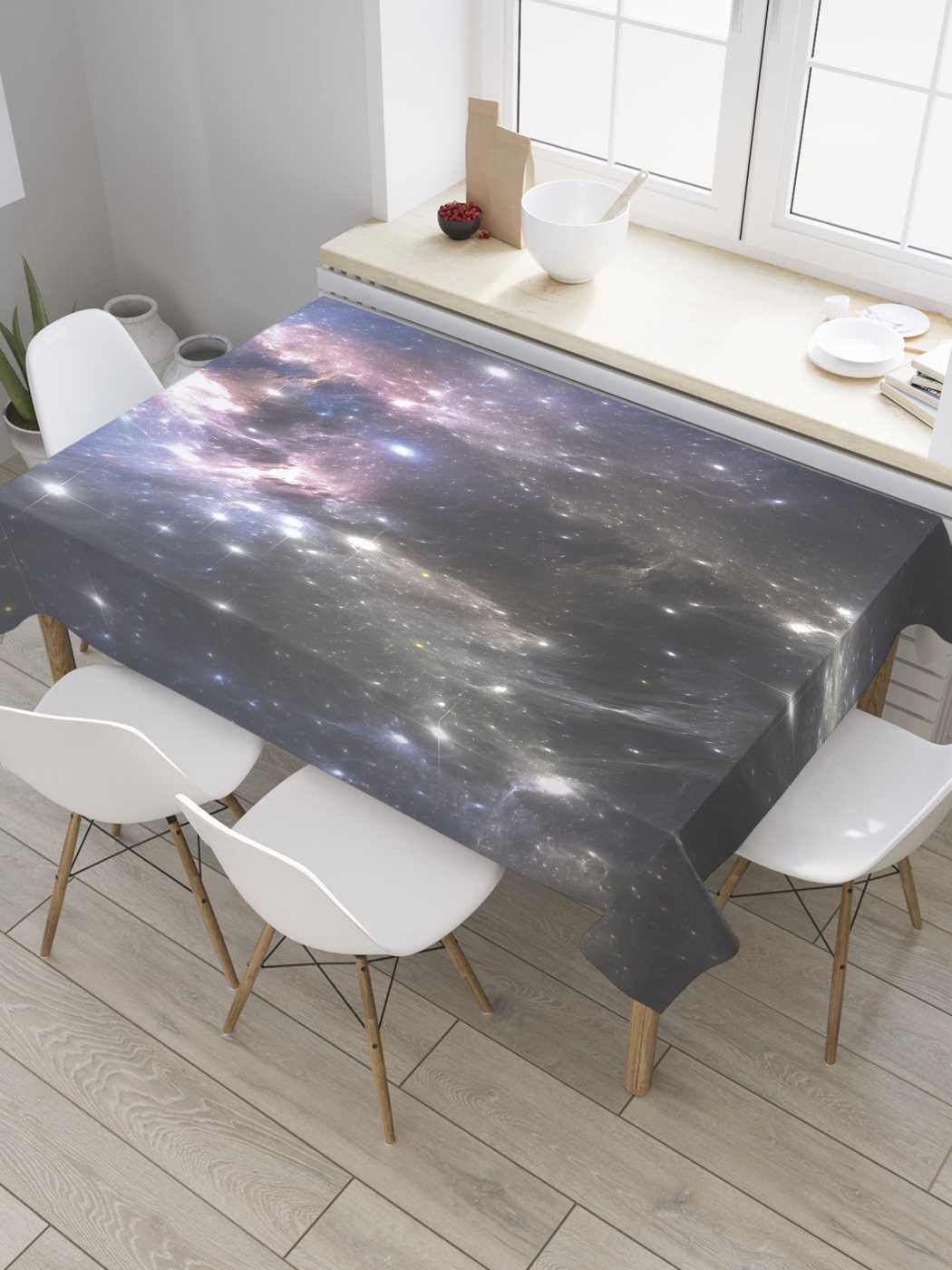 

Скатерть прямоугольная JoyArty "Сияние туманности" из сатена, 120x145 см, Серый, Сияние туманности