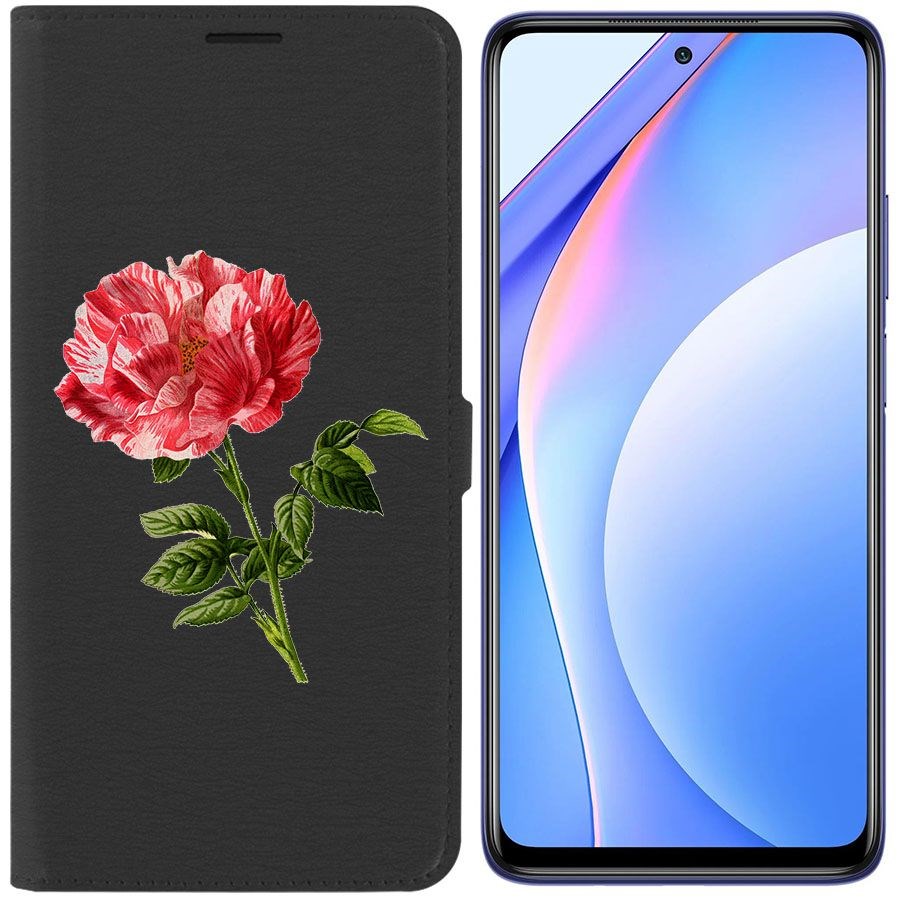 

Чехол-книжка Eco Book для Xiaomi Mi 10T Lite Рисованная роза (черный)