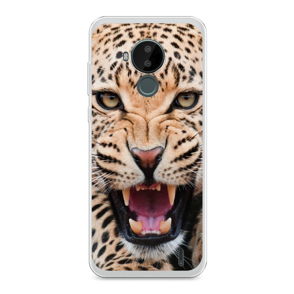 

Чехол на Nokia C30 "Леопард 3d", Бежевый;черный, 124850-6