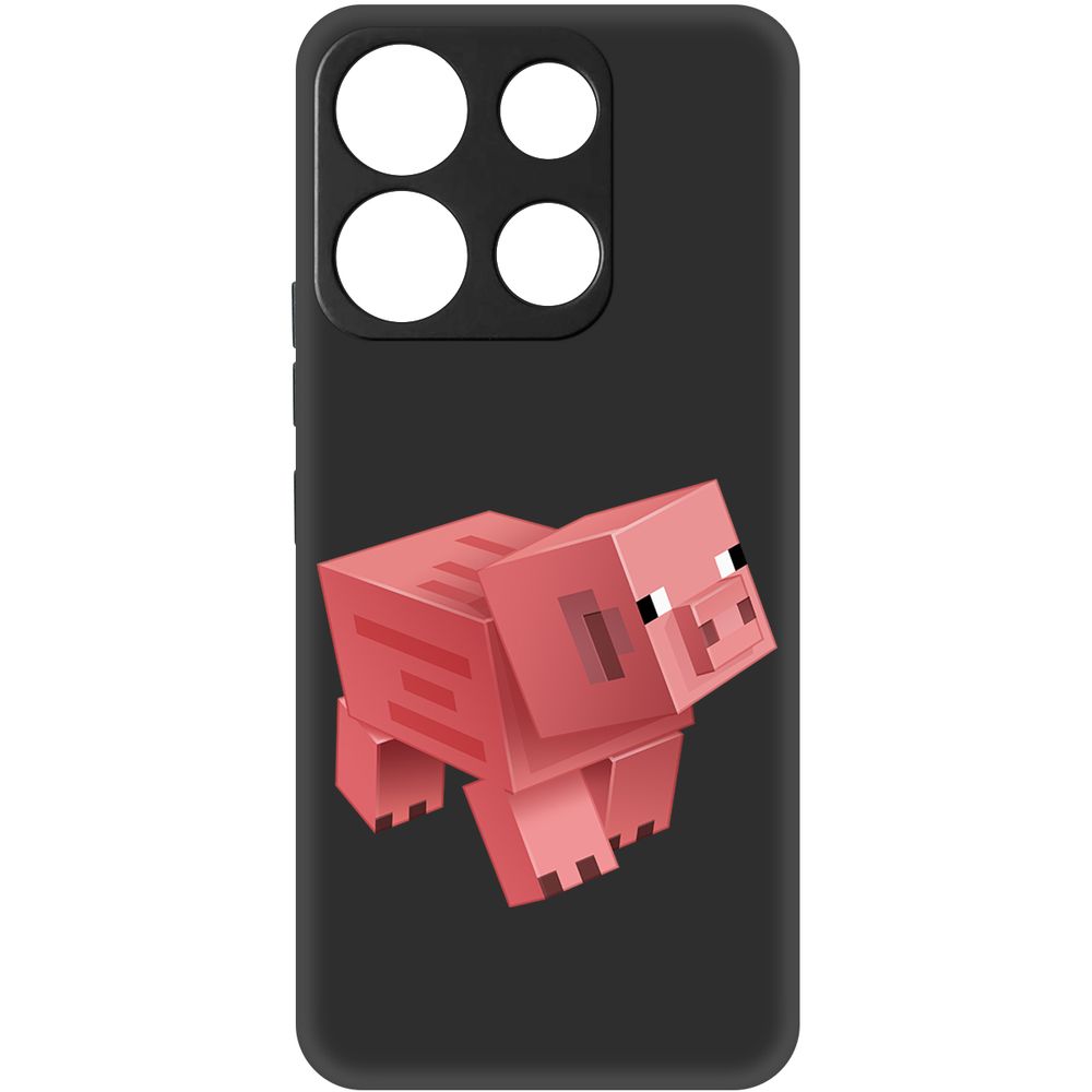 

Чехол-накладка Krutoff Soft Case Minecraft-Свинка для Itel A60s черный