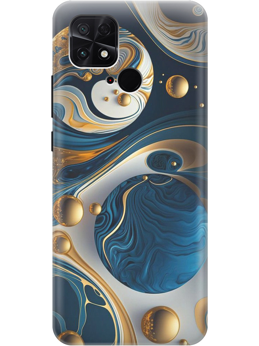 

Силиконовый чехол на Xiaomi Poco C40 с рисунком "Сине-золотые фигуры" прозрачный, Желтый;синий, 20000994