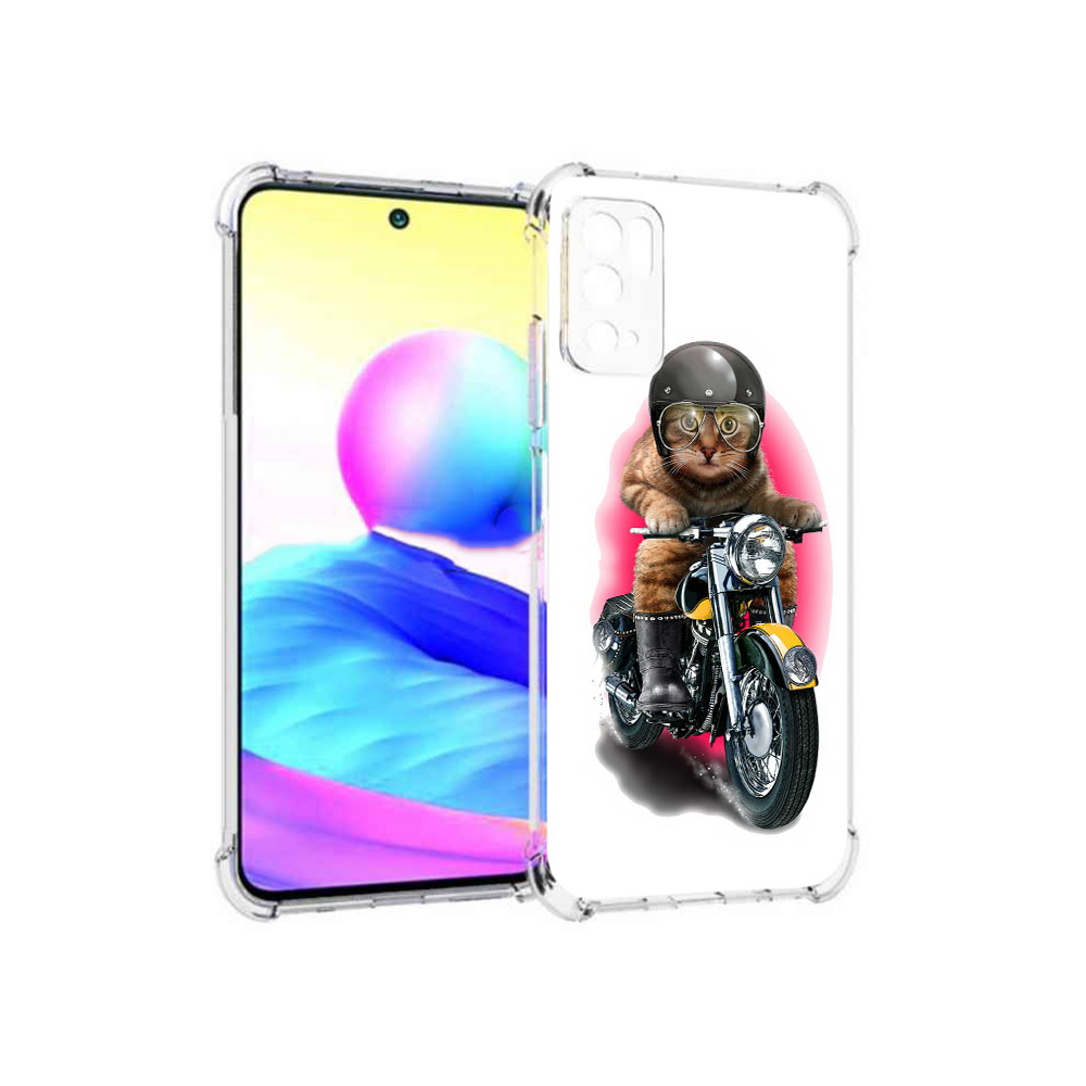 

Чехол MyPads Tocco для Xiaomi Poco M3 Pro мото-кот, Прозрачный, Tocco