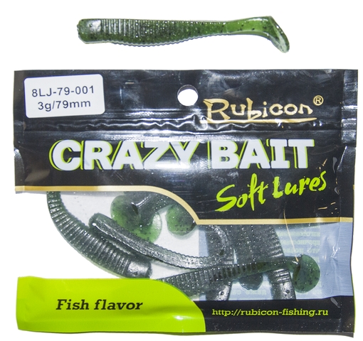 

Силиконовая приманка RUBICON Crazy Bait LJ 3g, 79mm, цвет 001 (8 шт), Зеленый, Crazy Bait LJ