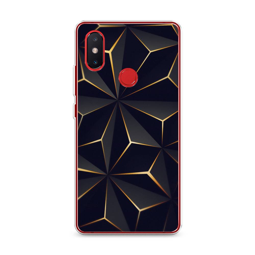

Чехол на Xiaomi Mi 8 SE "Черные полигоны", Золотистый;черный, 33750-3