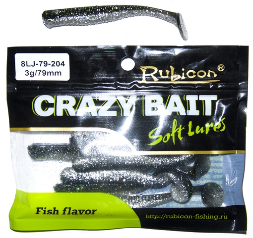 

Силиконовая приманка RUBICON Crazy Bait LJ 3g, 79mm, цвет 204 (8 шт), Черный, Crazy Bait LJ