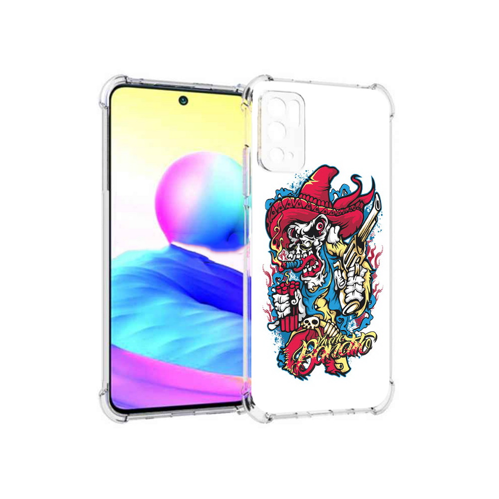 

Чехол MyPads Tocco для Xiaomi Poco M3 Pro нарисованный скелет с писталетом, Прозрачный, Tocco
