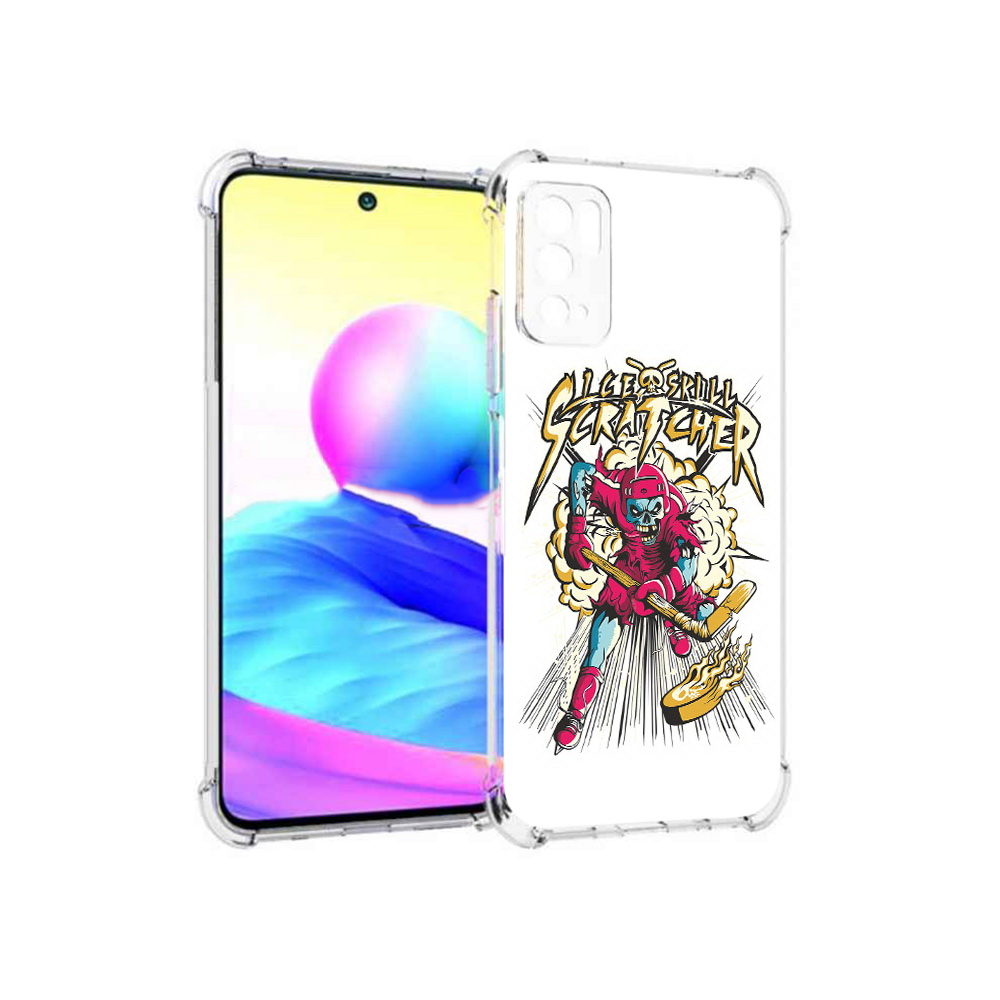 

Чехол MyPads Tocco для Xiaomi Poco M3 Pro нарисованный скелет хоккеист, Прозрачный, Tocco