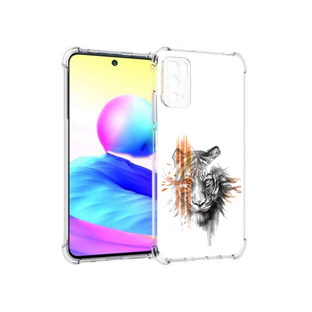 

Чехол MyPads Tocco для Xiaomi Poco M3 Pro огненный тигр, Прозрачный, Tocco