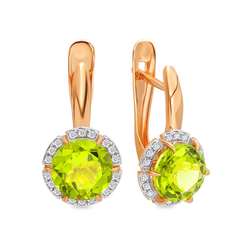 

Серьги из красного золота с хризолитом, фианитом 585Gold 202006512, 202006512