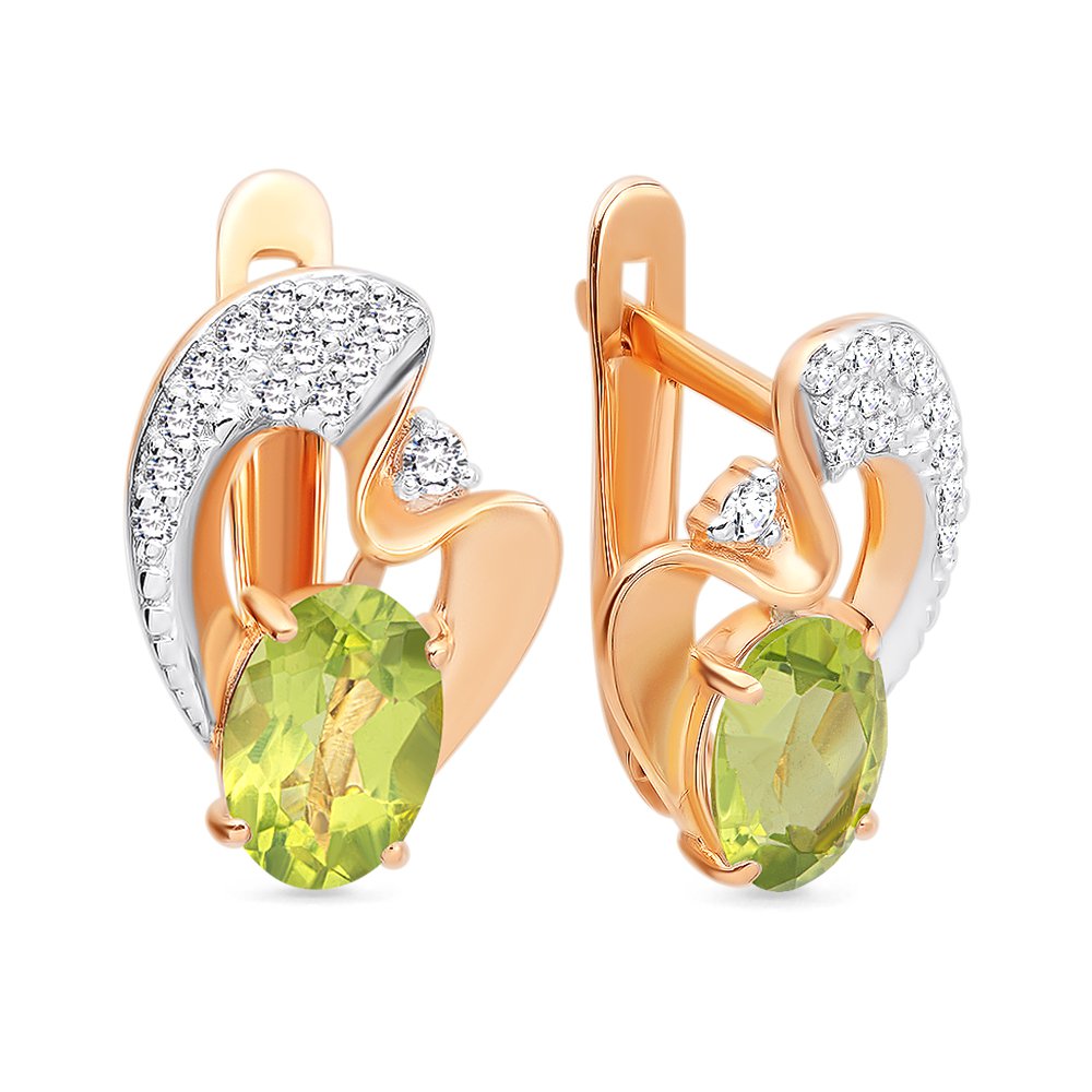 

Серьги из красного золота с хризолитом, фианитом 585Gold 202006868, 202006868