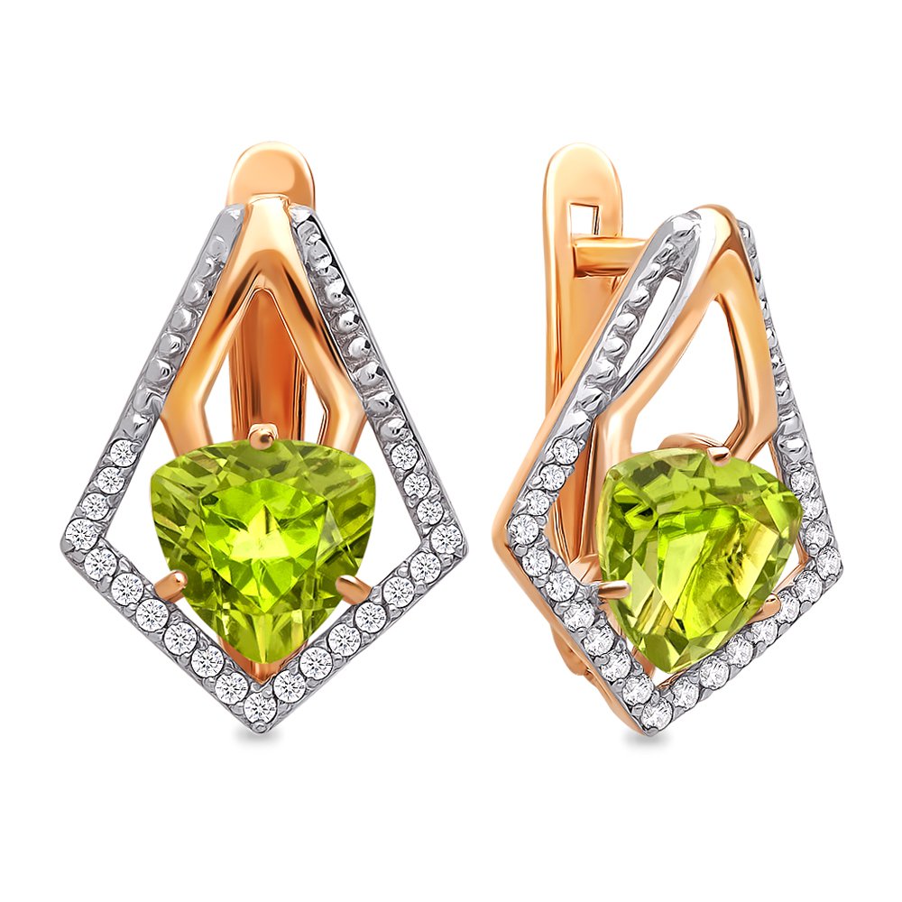 

Серьги из красного золота с хризолитом, фианитом 585Gold 202006873, 202006873
