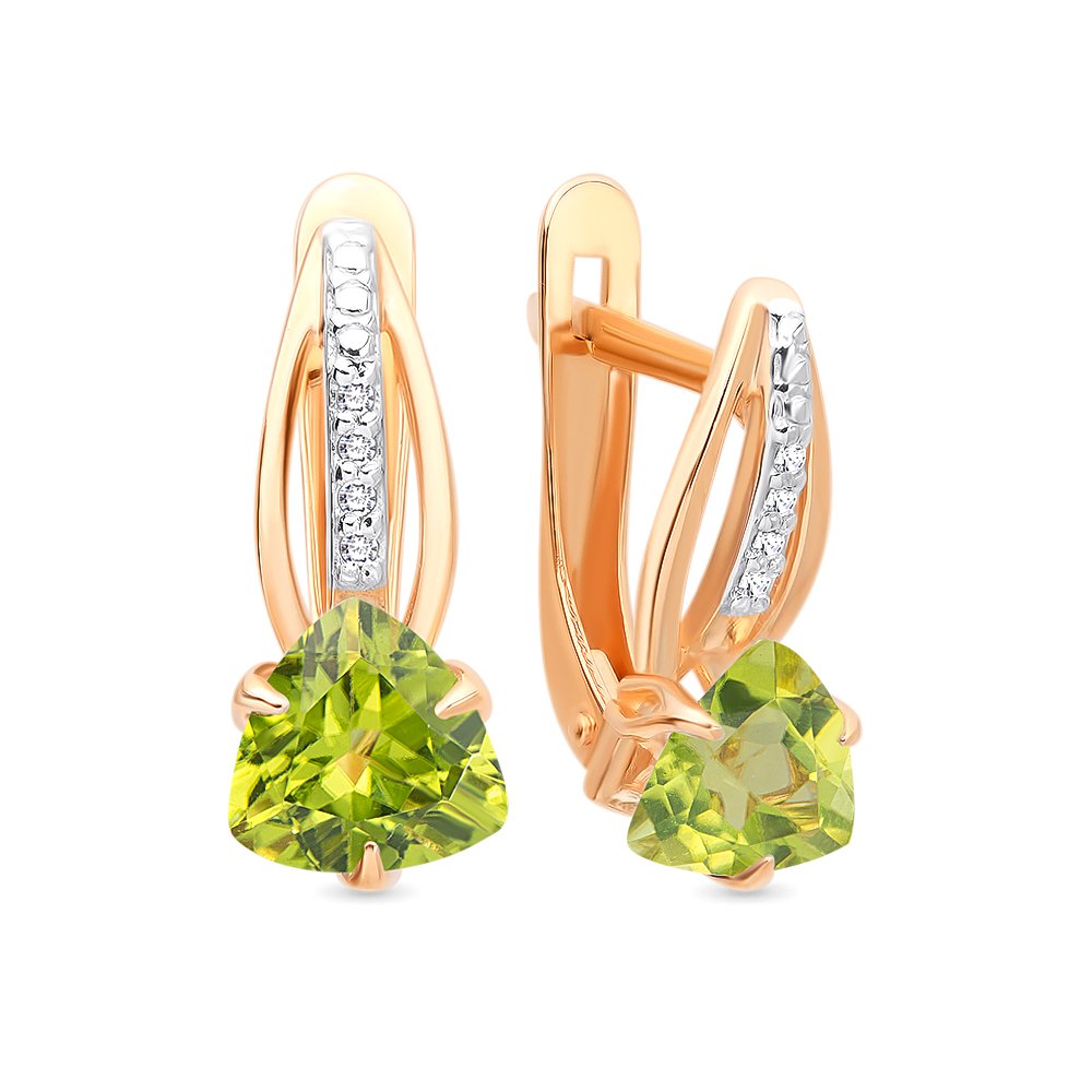 

Серьги из красного золота с хризолитом, фианитом 585Gold 202006875, 202006875