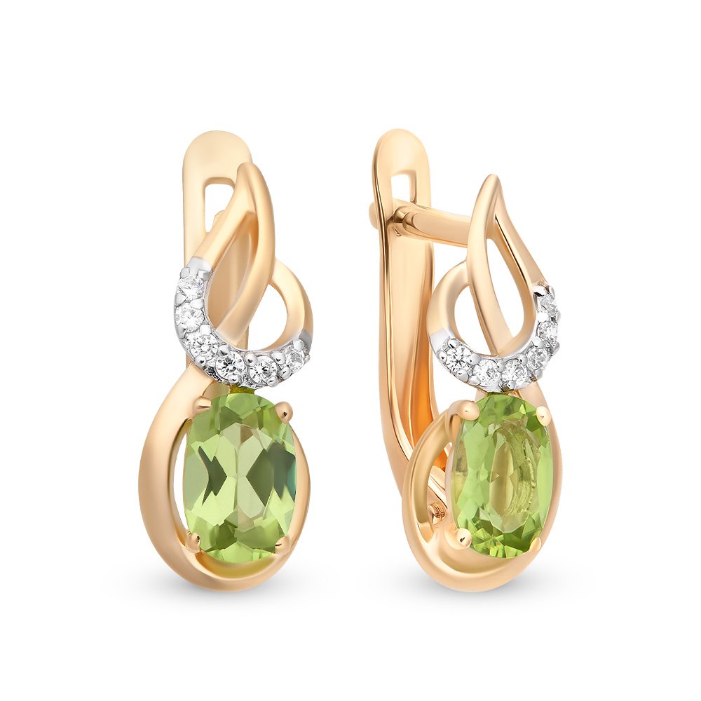 

Серьги из красного золота с хризолитом, фианитом 585Gold 202007238, 202007238
