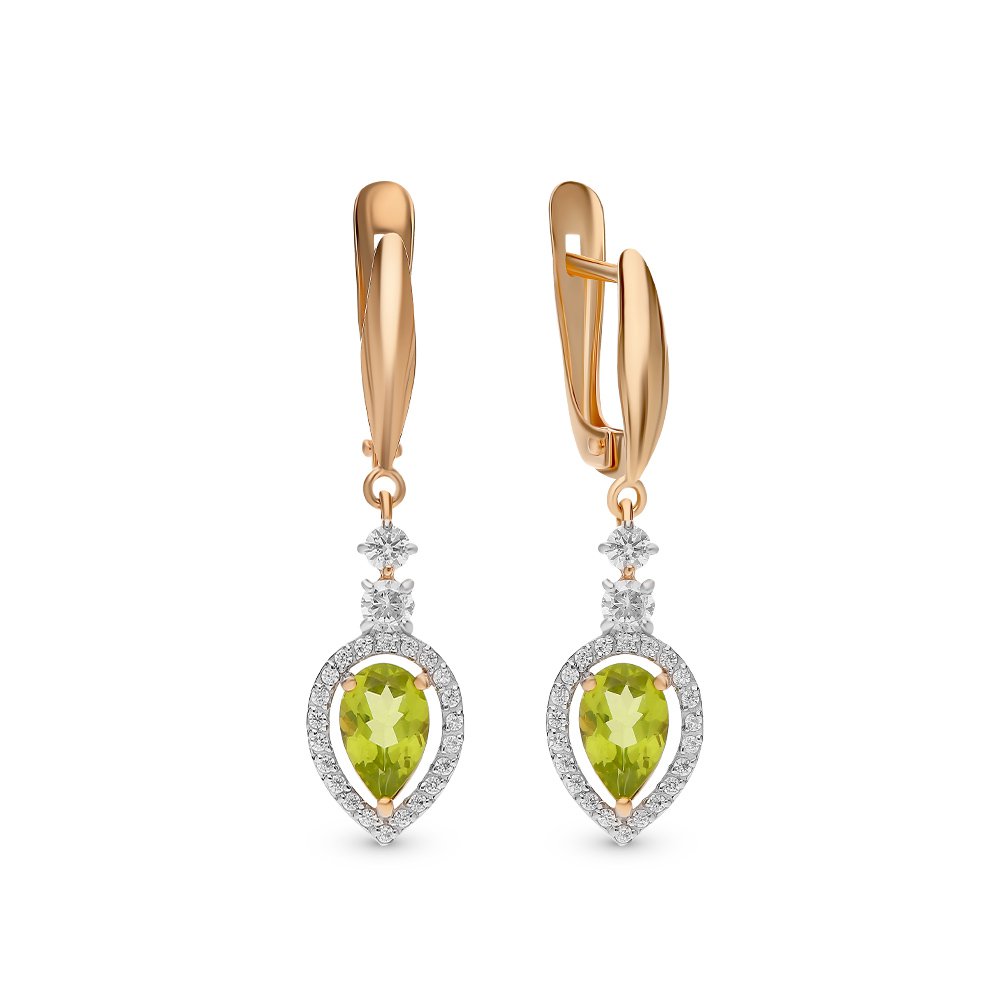 

Серьги из красного золота с хризолитом, фианитом 585Gold 202007479, 202007479