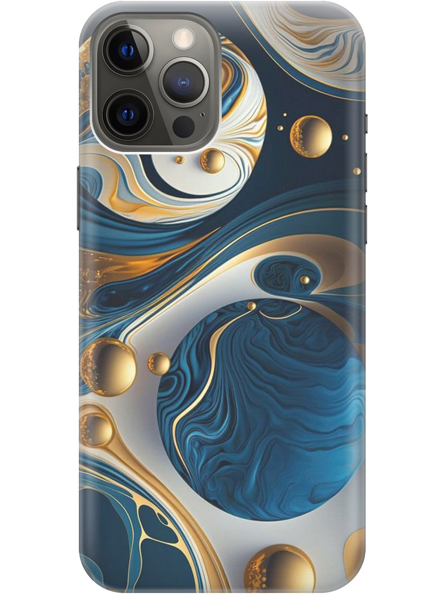 

Силиконовый чехол на Apple iPhone 12 Pro Max с рисунком "Сине-золотые фигуры" прозрачный, Желтый;синий, 20000398