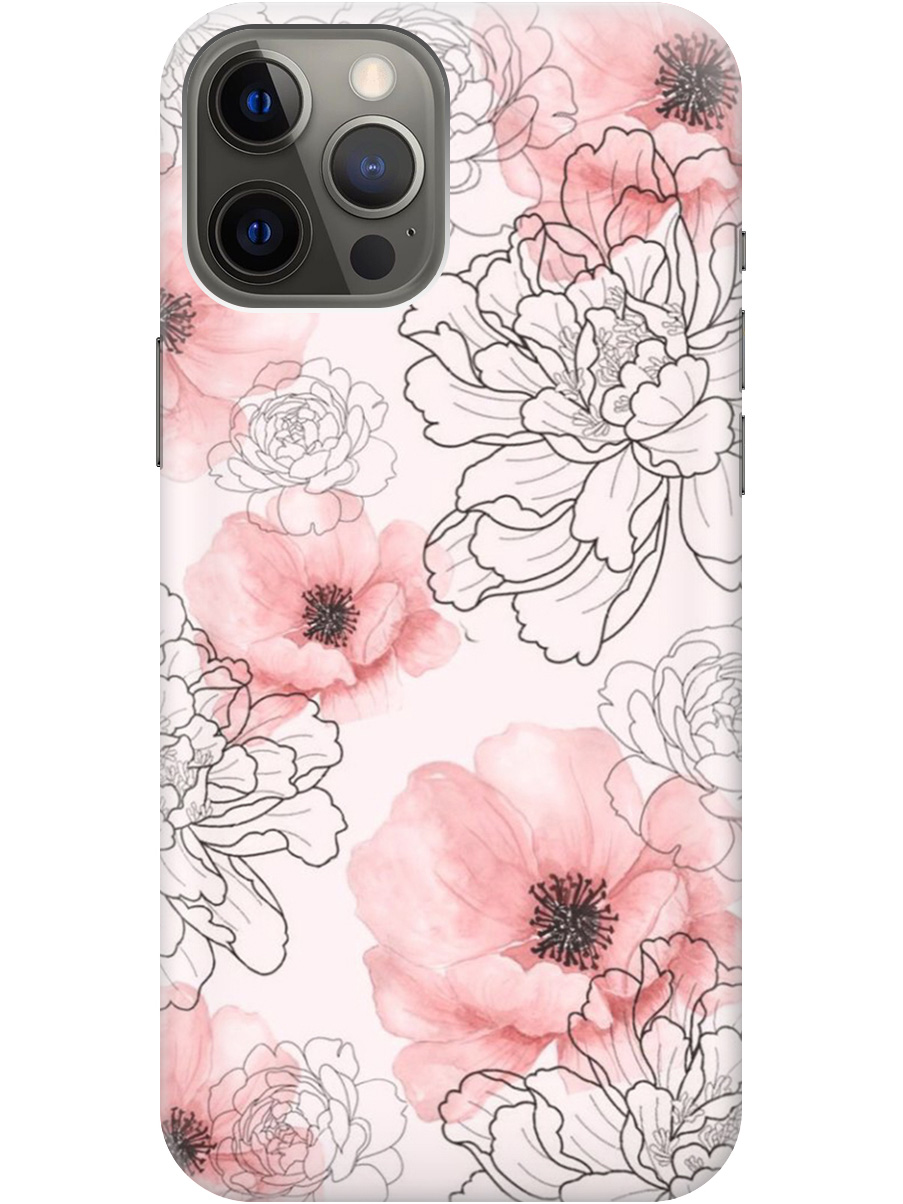 

Силиконовый чехол на Apple iPhone 12 Pro Max с рисунком "Нежно розовые цветы" прозрачный, Розовый, 20000398