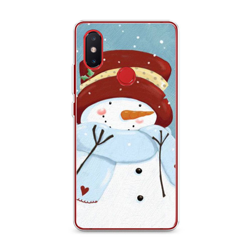 

Чехол на Xiaomi Mi 8 SE "Застенчивый снеговик", Голубой;белый;красный, 33750-5