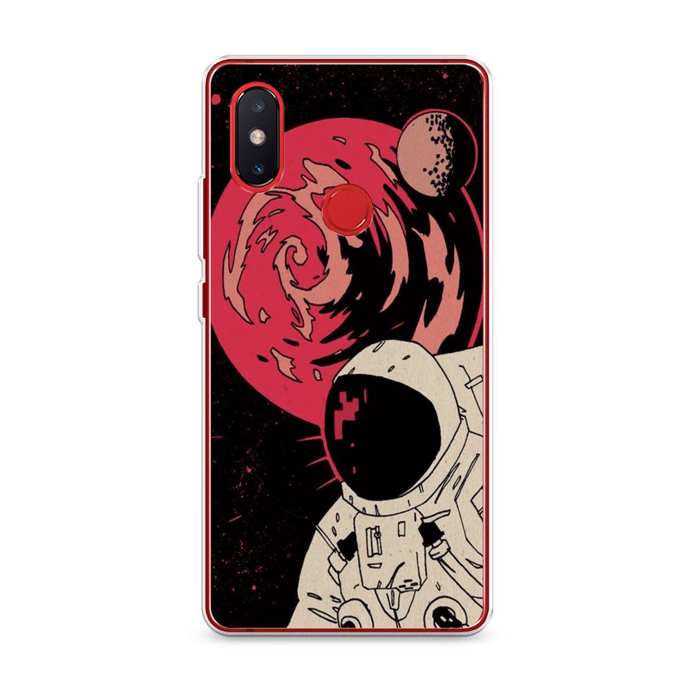 

Чехол на Xiaomi Mi 8 SE "Космонавт возле Марса", Черный;красный, 33750-2