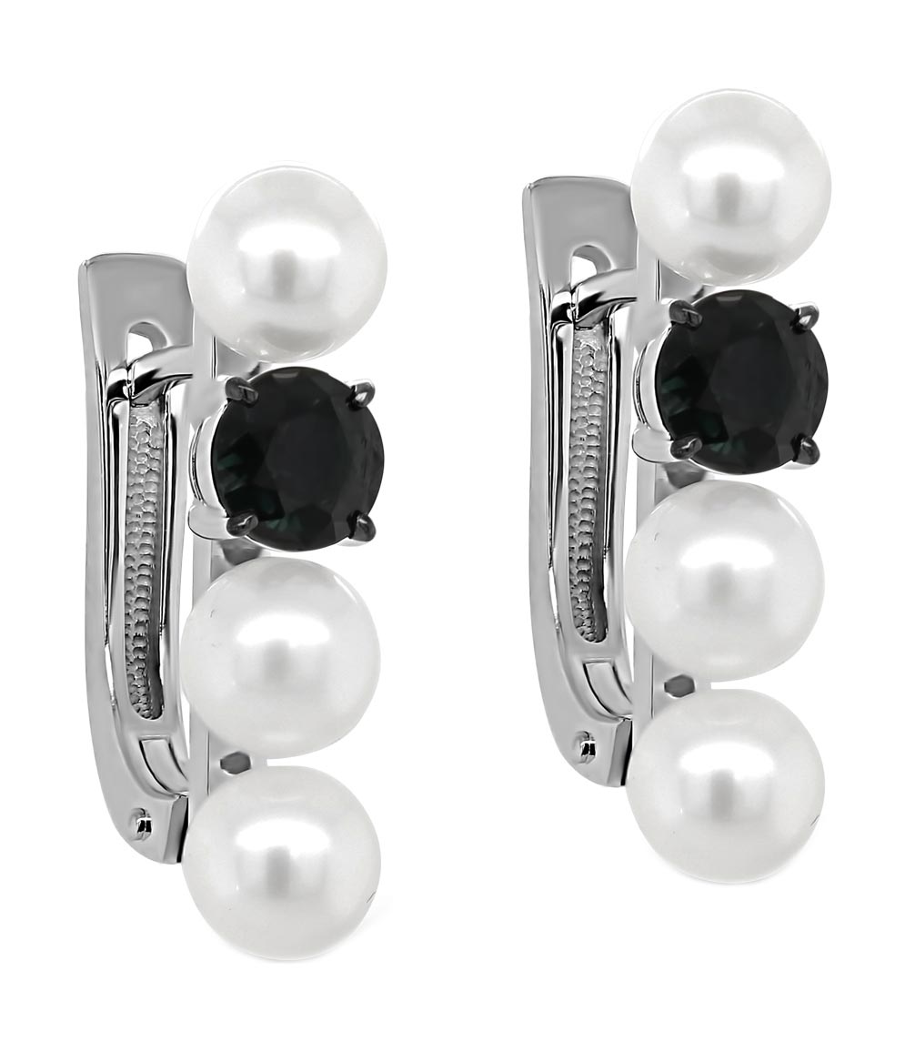 

Серьги из белого золота с жемчугом, сапфирами Kabarovsky 12-11648-1589, 12-11648-1589