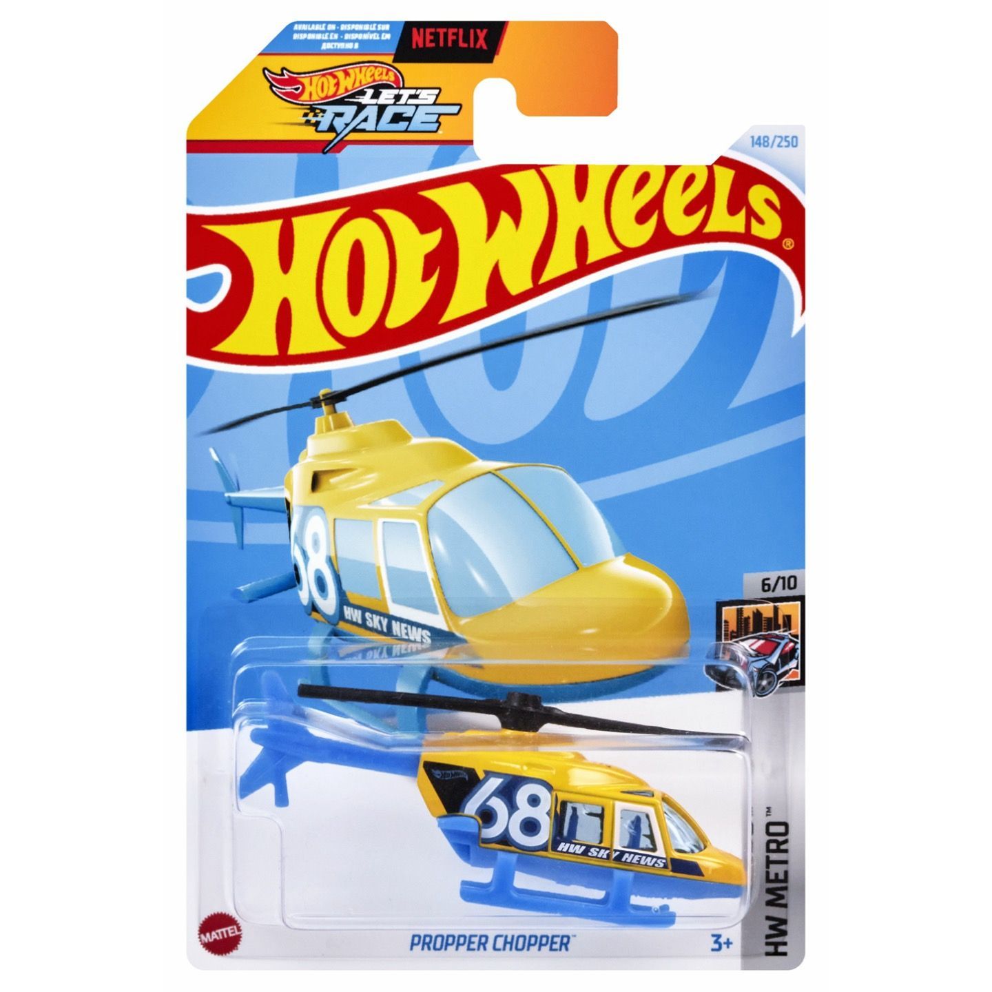 

Машинка металлическая HTB18 Hot Wheels коллекционная Propper Chopper, Желтый;голубой, HW-metall-all