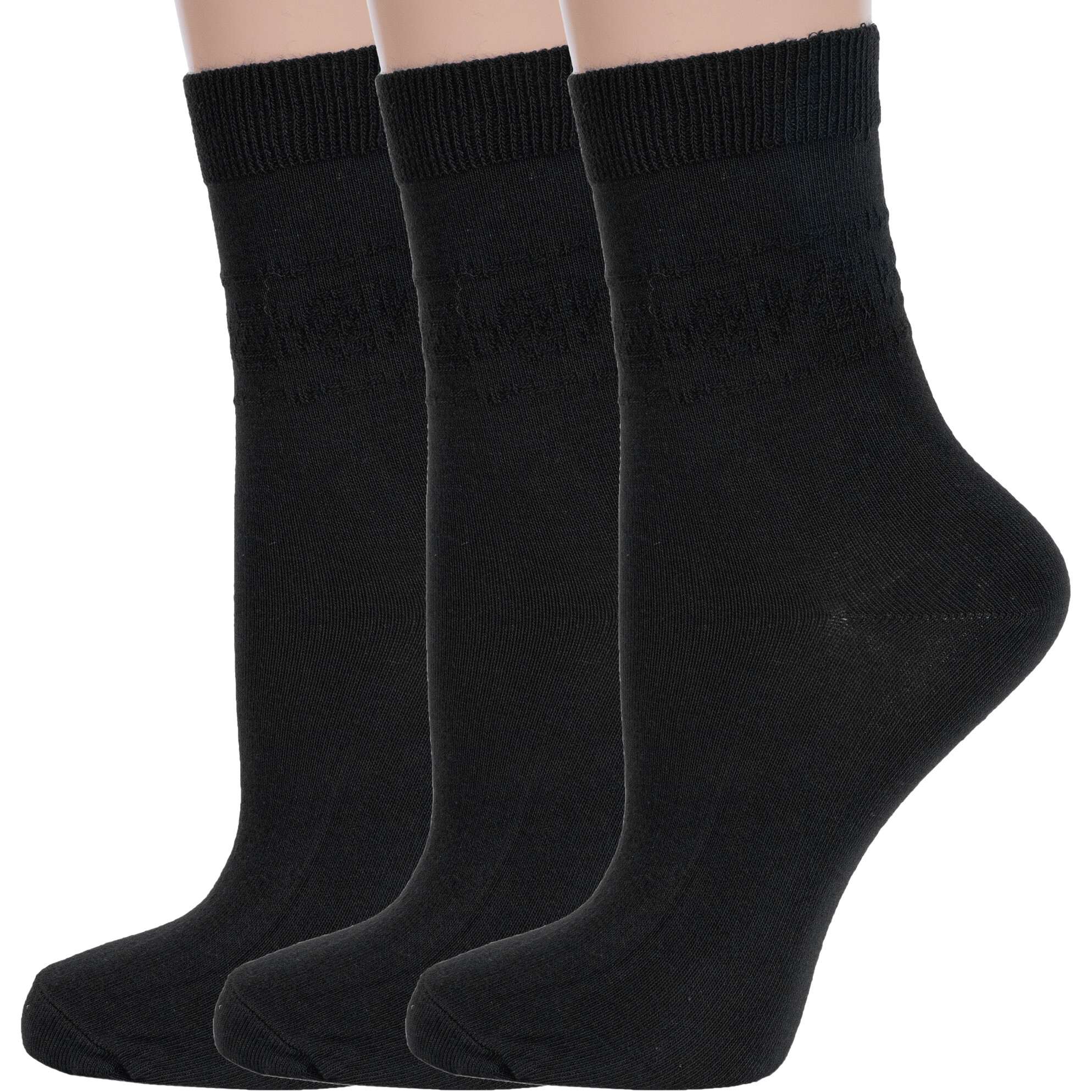 Комплект носков женских Rusocks 3-С-400/1 черных 23-25, 3 пары