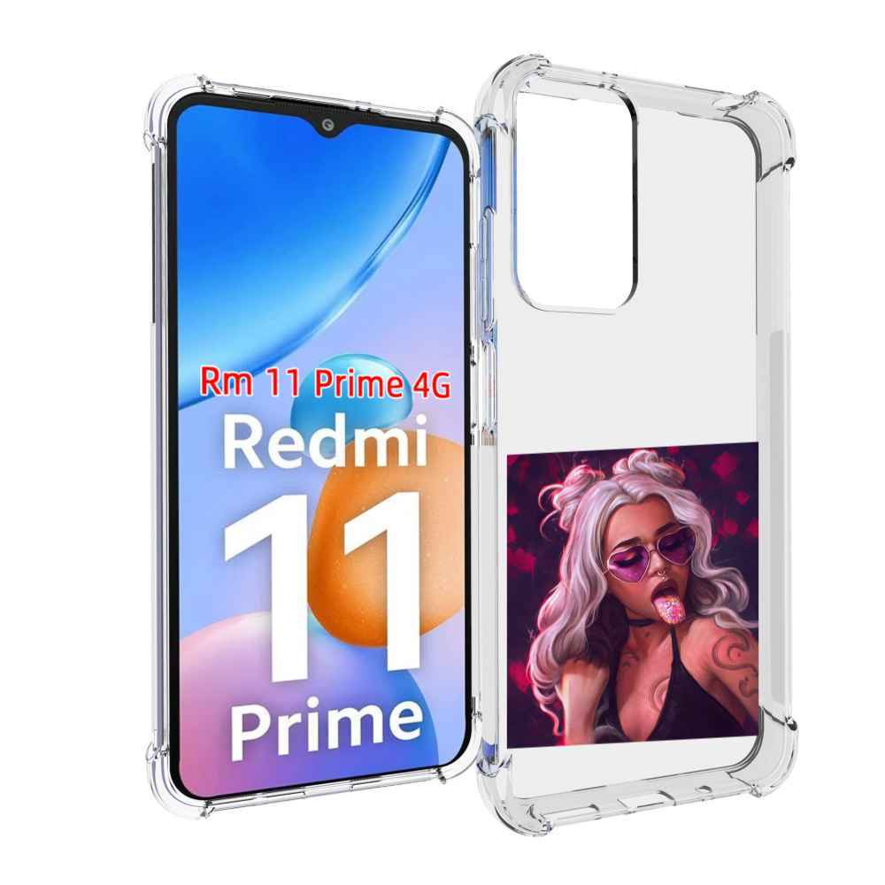 

Чехол MyPads блестящий-язык женский для Xiaomi Redmi 11 Prime 4G, Прозрачный, Tocco