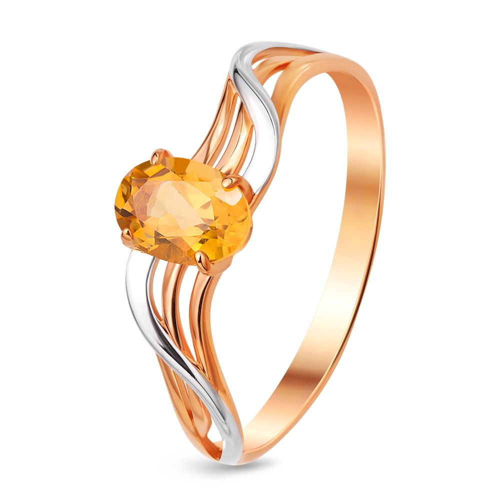 

Кольцо женское из красного золота с цитрином 585Gold 201007871, р, 201007871