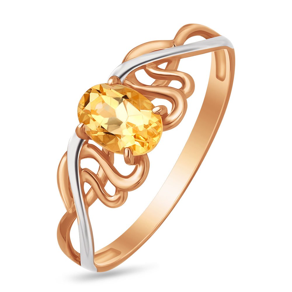 

Кольцо женское из красного золота с цитрином 585Gold 201007958, р, 201007958