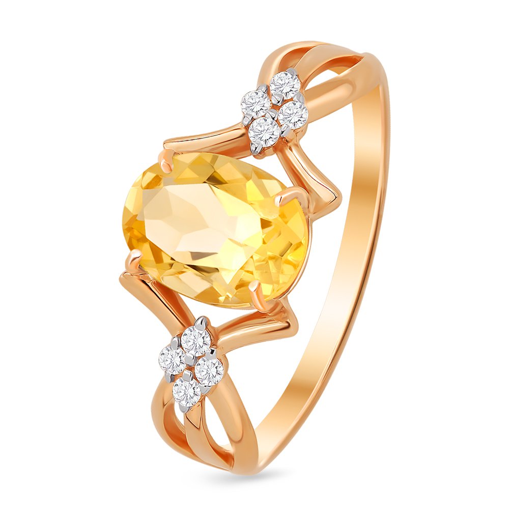 

Кольцо женское из красного золота с цитрином 585Gold 201011094, р. 16,5, 201011094