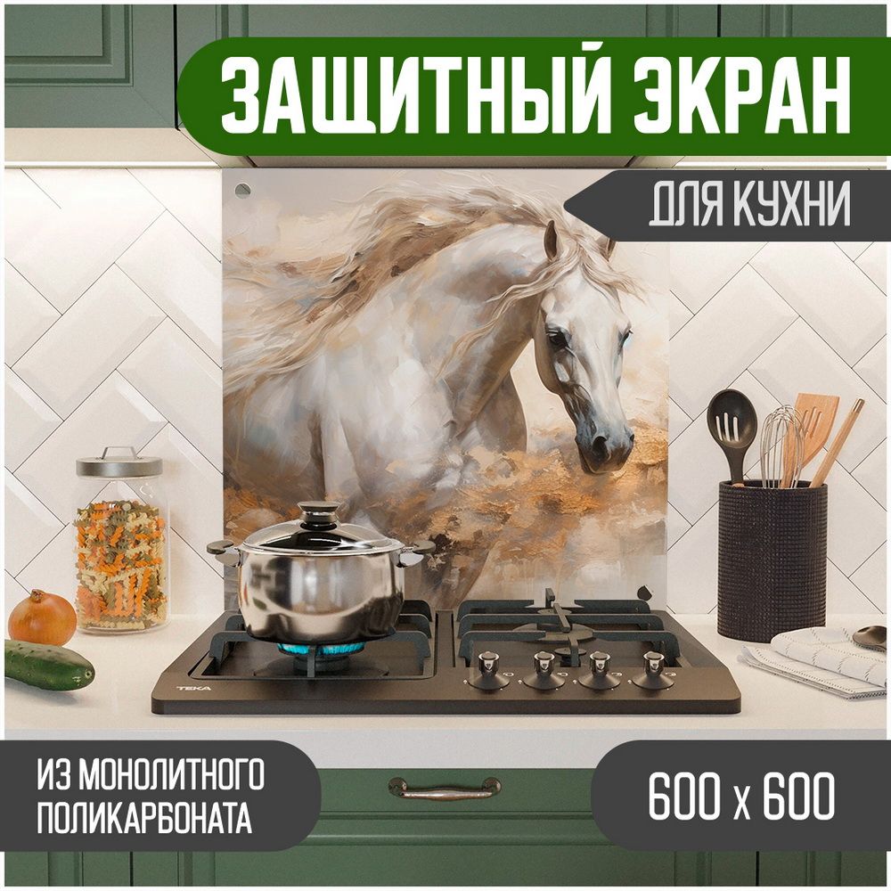 

Защитный экран для кухни Teslaplast Лошадь 600-041, Бежевый, ЗЭ-Животные-600-041