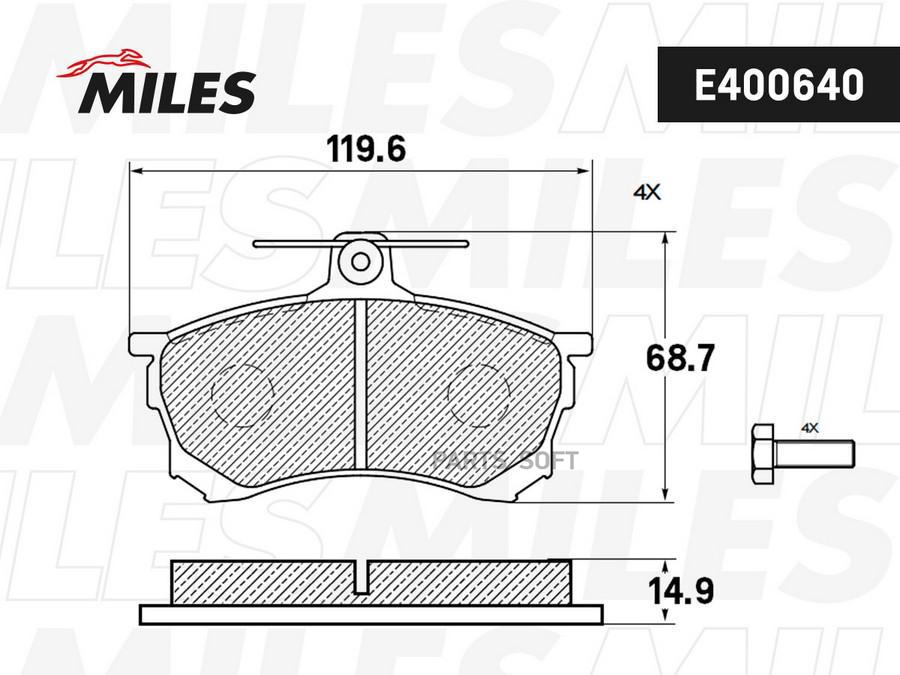 

Колодки Тормозные Mitsubishi Carisma 1.6-1.9D 95-06 Передние Lowmetallic 1Шт Miles E400640