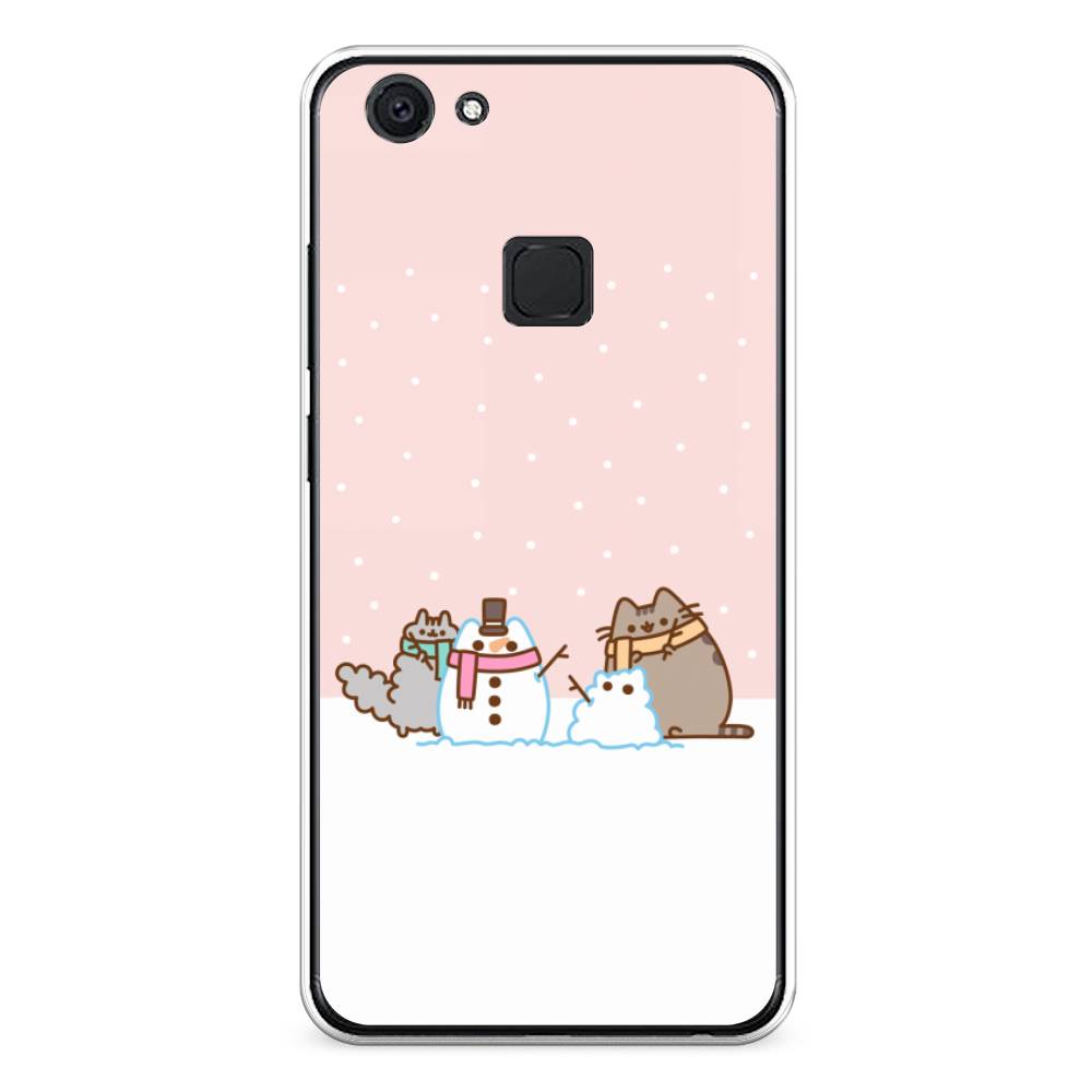 

Чехол для Vivo V7 "Котики в снегу", Розовый;белый;серый, 260450-5