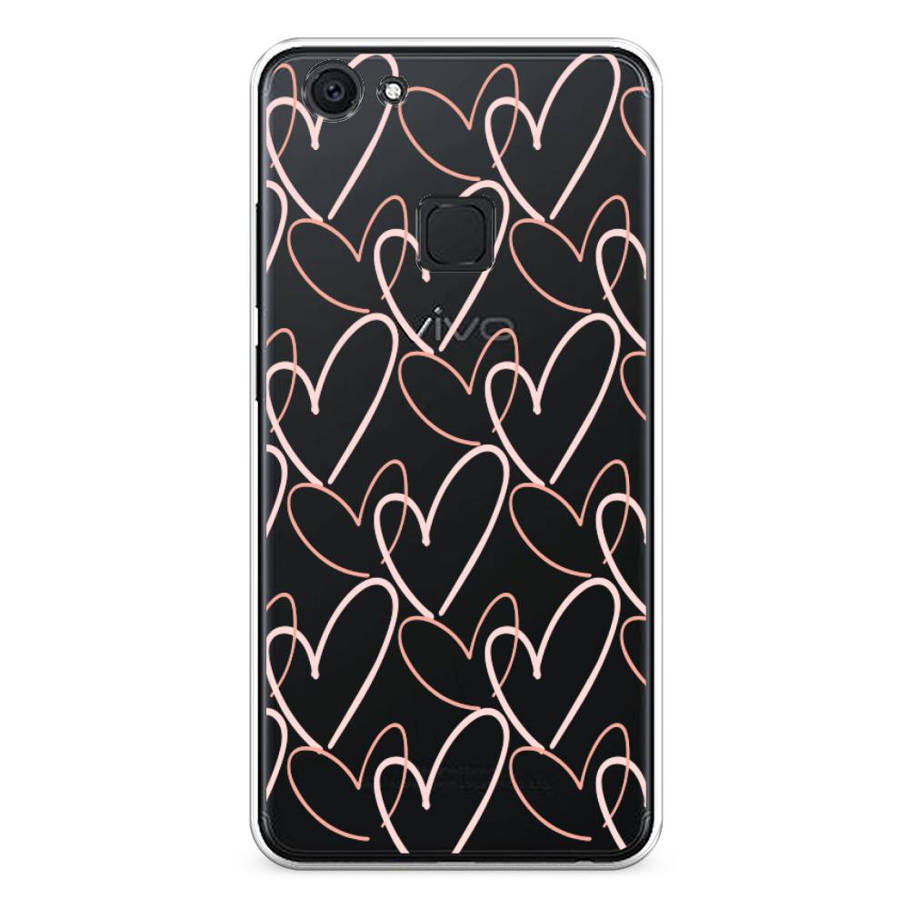 

Чехол для Vivo V7 "Узор из сердечек", Розовый;бежевый, 260450-6