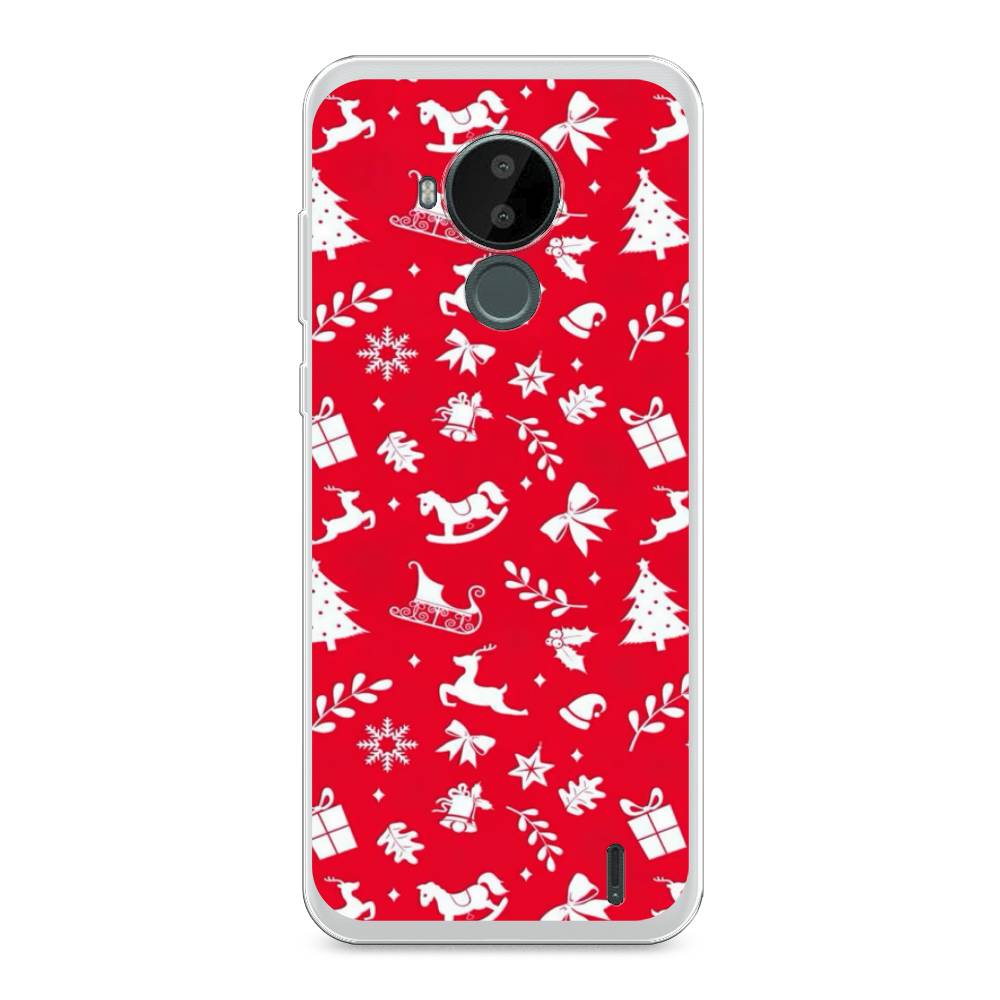 

Чехол на Nokia C30 "Красный новогодний фон", Красный;белый, 124850-5