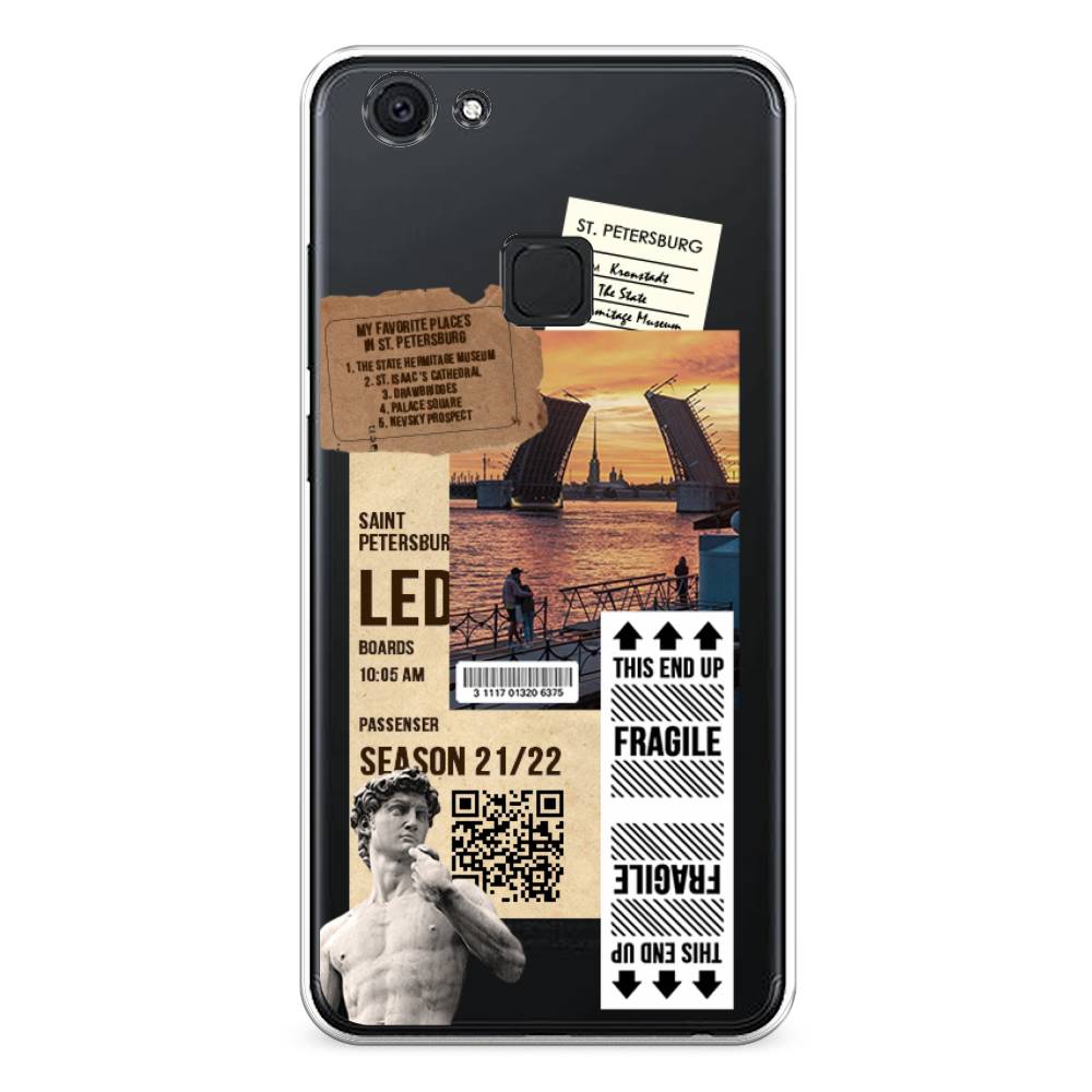 

Чехол для Vivo V7 "Санкт-Петербург коллаж", Коричневый;бежевый;белый, 260450-6