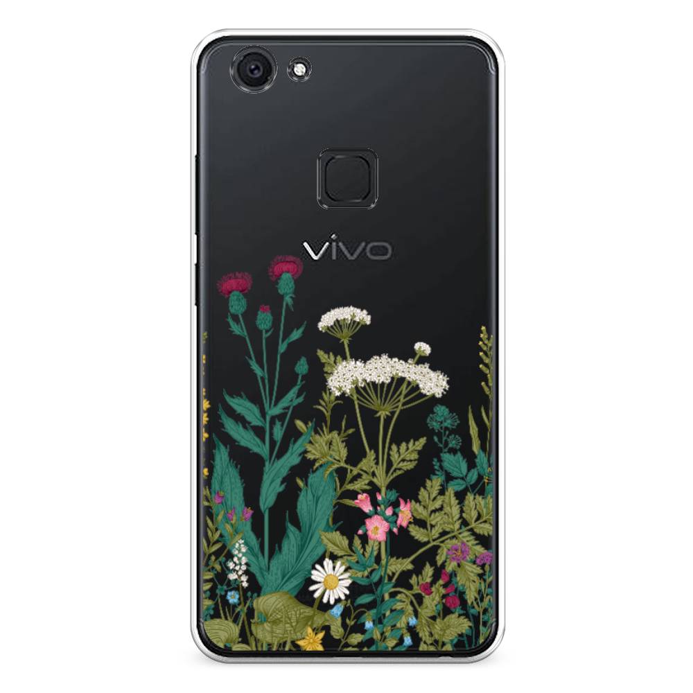 

Чехол для Vivo V7 "Дикие полевые цветы", Зеленый;розовый;белый, 260450-2