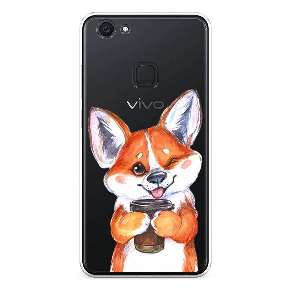 

Чехол для Vivo V7 "Корги с кофе", Оранжевый;белый, 260450-4