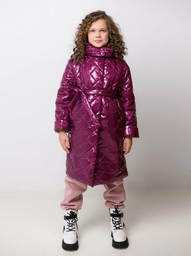 Пальто детское Стильные непоседы 1511, фиолетовый, 140