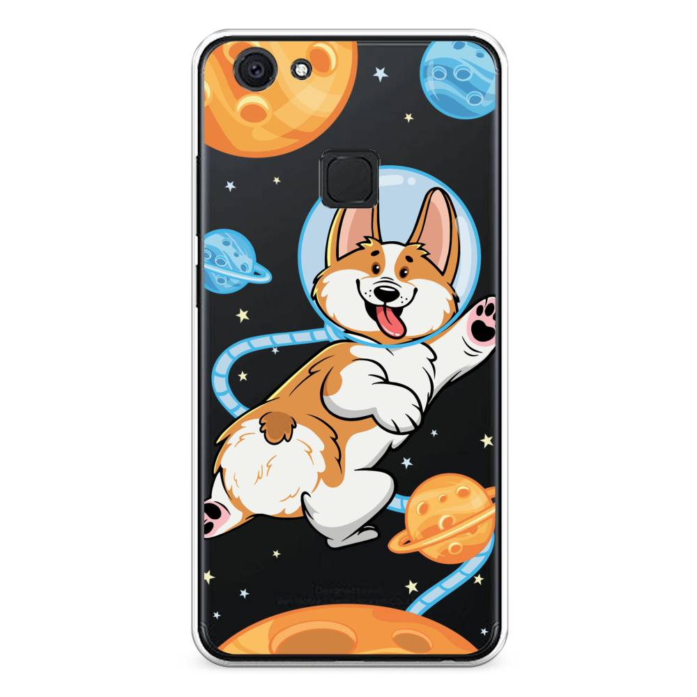 

Чехол для Vivo V7 "Корги-космонавт", Голубой;бежевый;белый, 260450-1