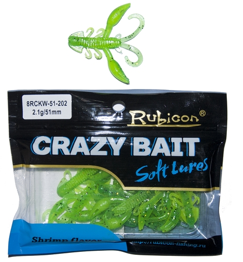 

Силиконовая приманка RUBICON Crazy Bait RCKW 2.1g, 51mm, цвет 202 (10 шт), Зеленый, Crazy Bait RCKW