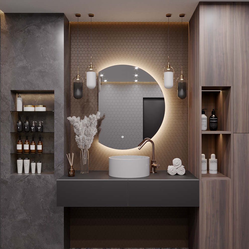Зеркало для ванной Slavio Maluchini Дафна 90*70 с нейтральной LED-подсветкой обрез слева