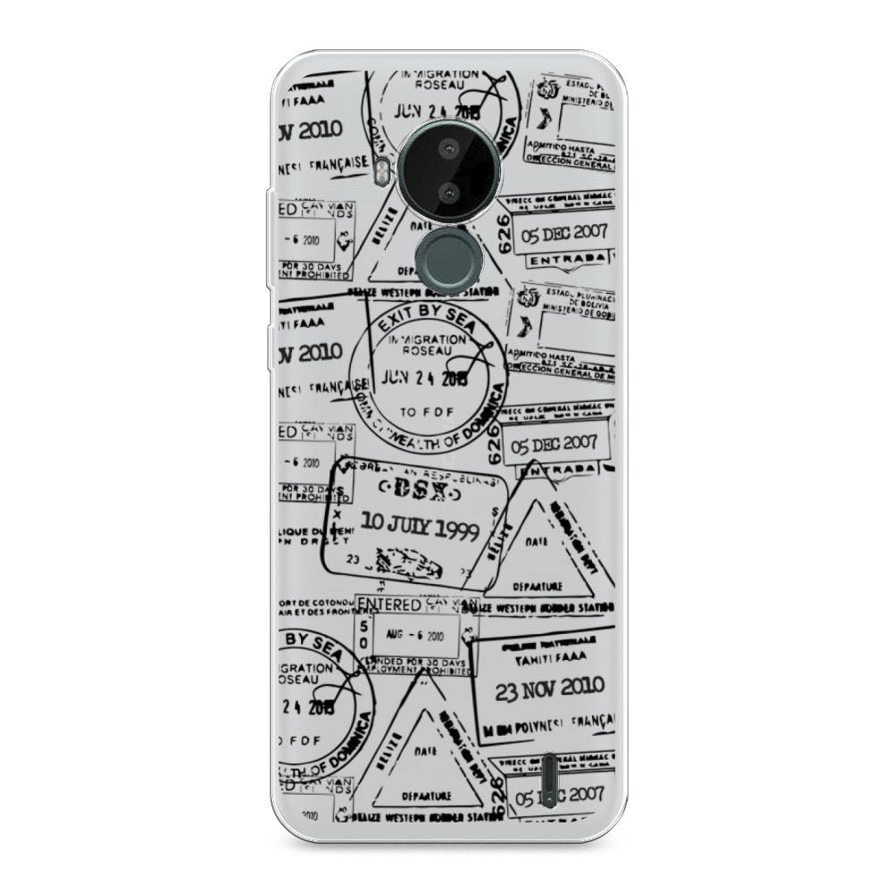 

Чехол на Nokia C30 "Visa stamps 2", Белый;черный;серый, 124850-2