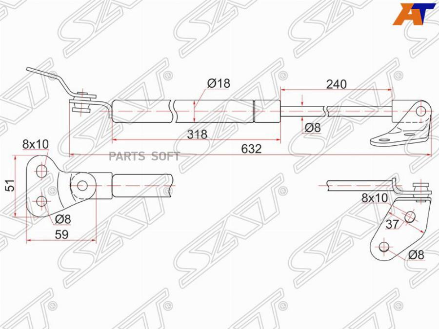 

Амортизатор Задней Двери Mazda Demio 96- Lh (левый) Sat арт. ST-D202-63-620A