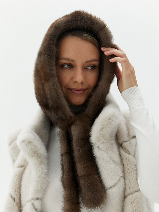 Норковый капор SHUBA, цвет пастель