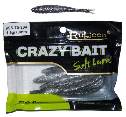 

Силиконовая приманка RUBICON Crazy Bait SS 1.6g, 70mm, цвет 204 (12 шт), Черный, Crazy Bait SS