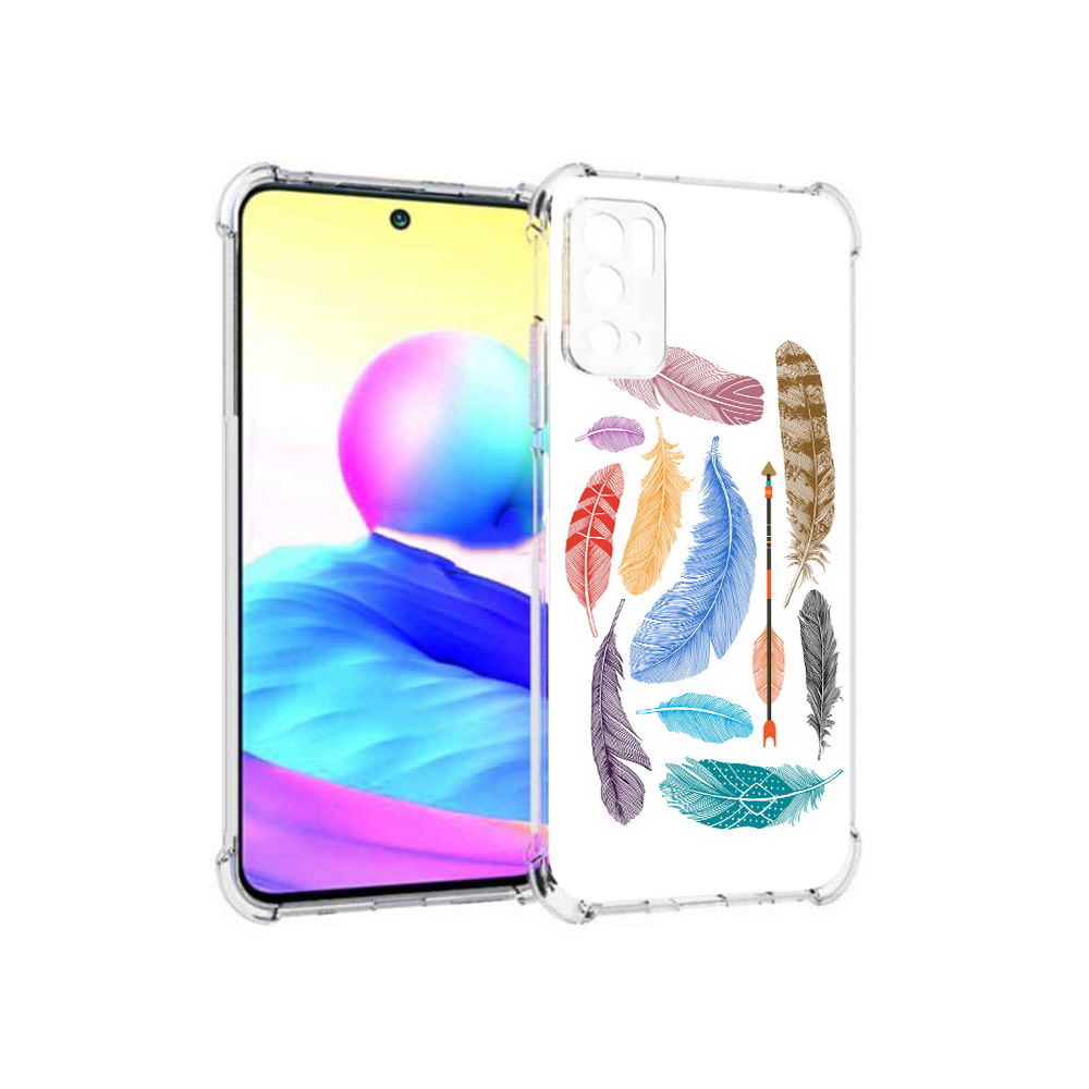 

Чехол MyPads Tocco для Xiaomi Poco M3 Pro разноцветные перья, Прозрачный, Tocco