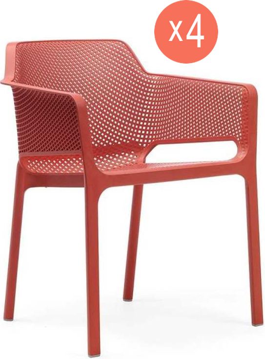 

Комплект из 4-х кресел садовых Nardi Net 003/4032675000/set4 коралловый 80х60,5х58,5 см, Красный, Net