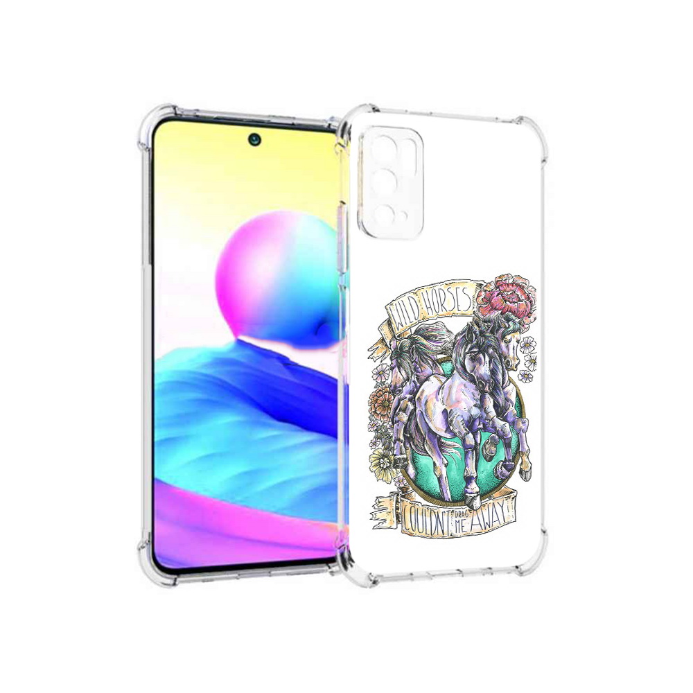 

Чехол MyPads Tocco для Xiaomi Poco M3 Pro рисунок коней в цветах, Прозрачный, Tocco