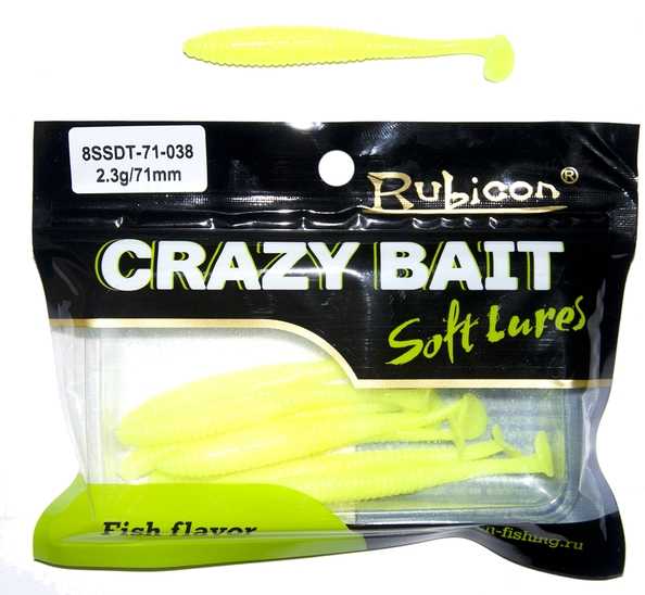 

Силиконовая приманка RUBICON Crazy Bait SSDT 2.3g, 71mm, цвет 038 (8 шт), Желтый, Crazy Bait SSDT