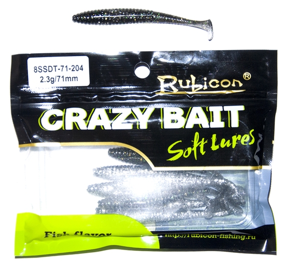 

Силиконовая приманка RUBICON Crazy Bait SSDT 2.3g, 71mm, цвет 204 (8 шт), Черный, Crazy Bait SSDT